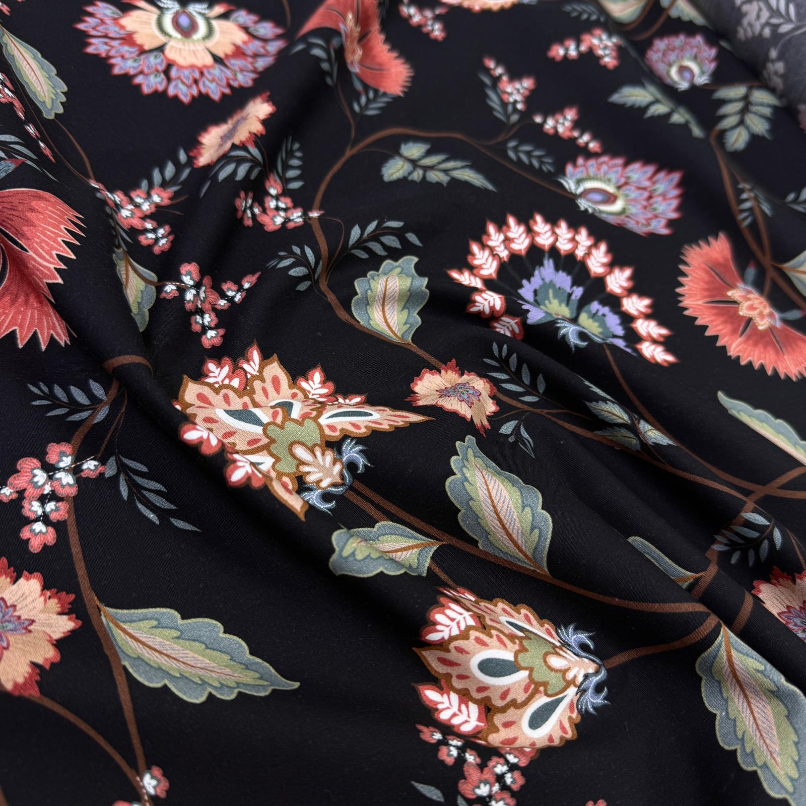 Black Lalezar Intaslar Poplin Fabric