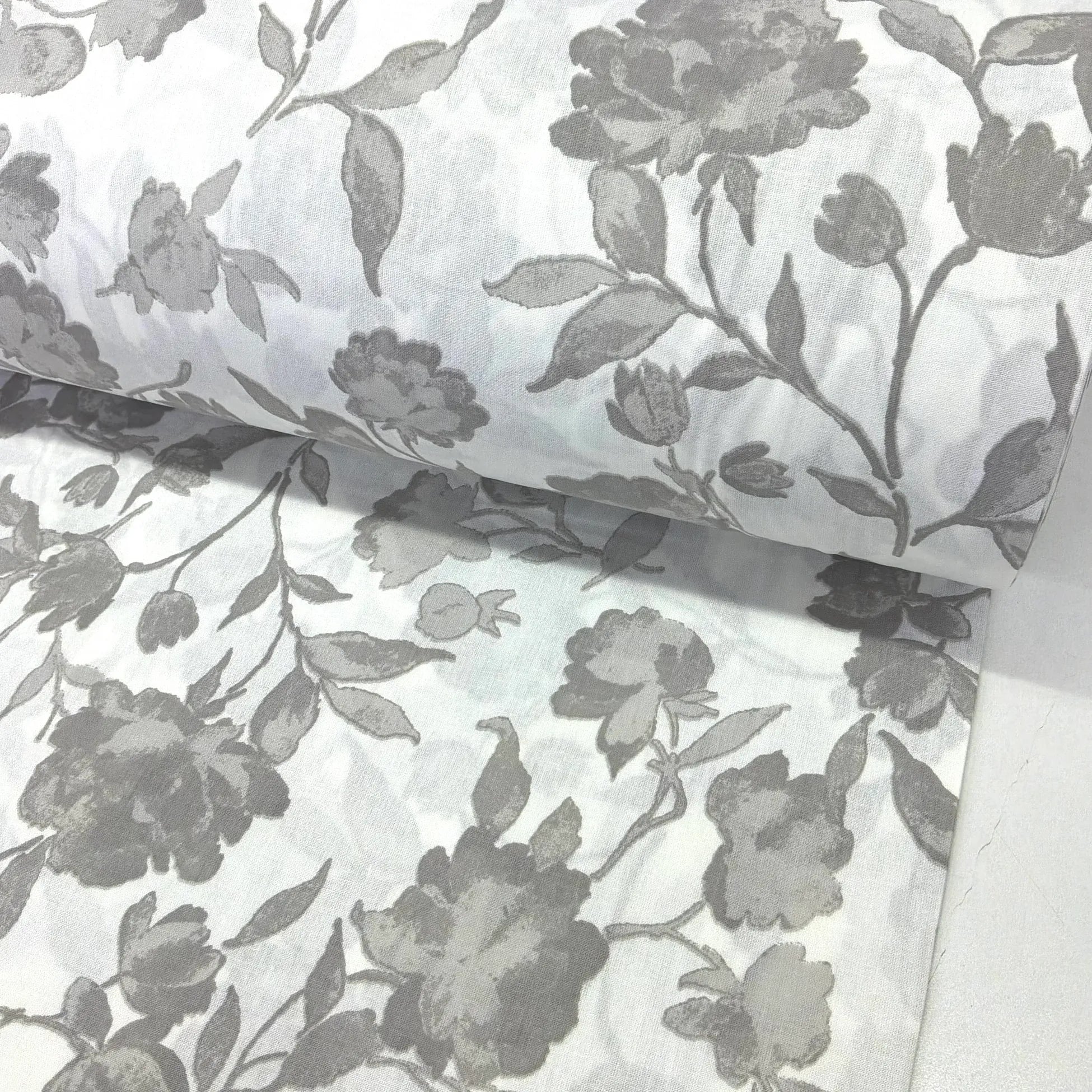Hazy Stone Roses Poplin Fabric