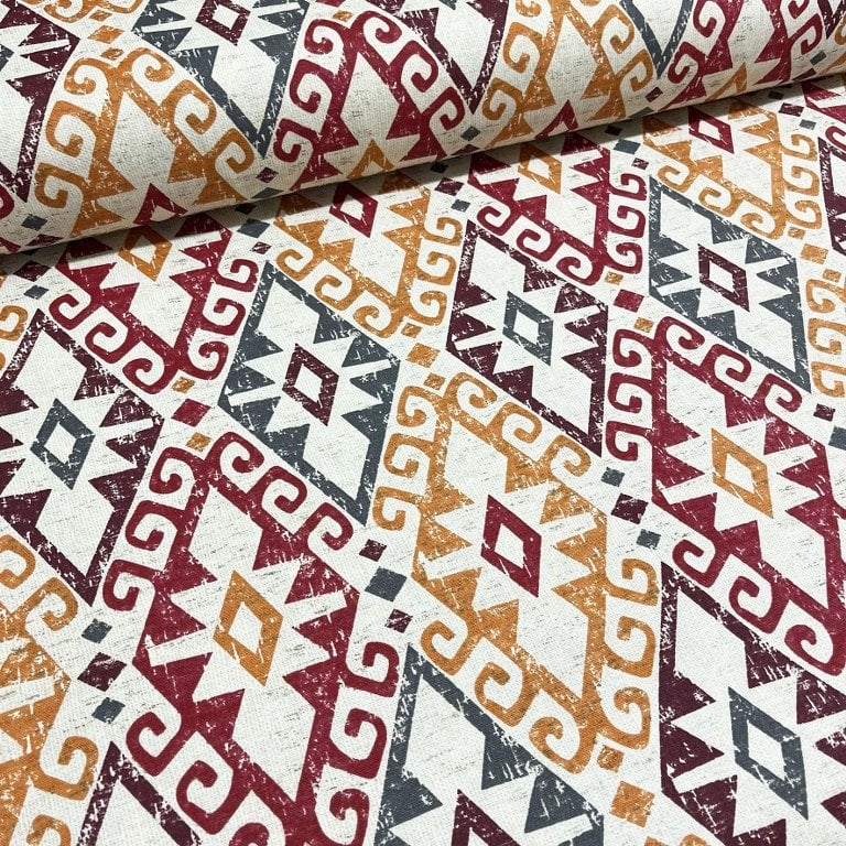 Vintage Burgundy Kilim Duck Canvas