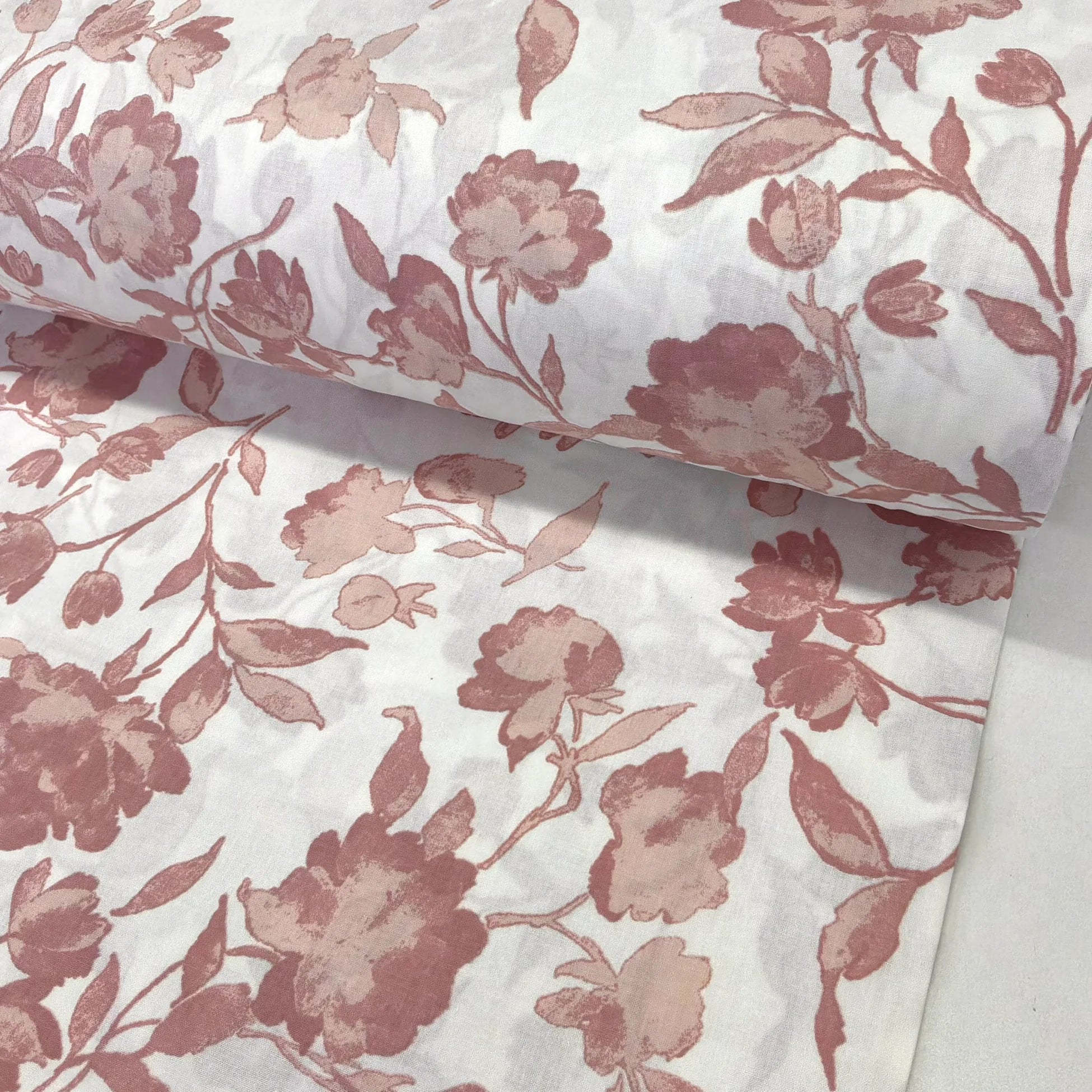 Hazy Powder Roses Poplin Fabric